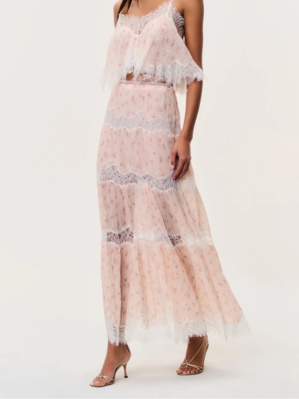LoveShackFancy Everhart Cotton-Silk Lace Maxi Skirt in size 0
